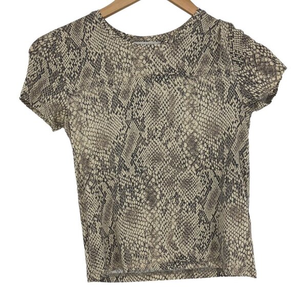 Aritzia Babaton Everyday T-Shirt in Light  Grey Smoke Snakeskin Print Size XXS - Picture 2 of 16